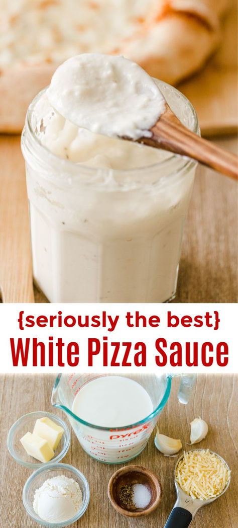 Garlic Butter For Pizza, White Sauce For Pizza, Ww Sauces, Parmesan Alfredo Sauce, Pizza Sauce Easy, White Pizza Sauce, Alfredo Sauce Recipe Easy, Compound Butters, Pizza Vegetariana