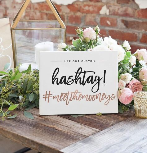 This wonderful Wedding Hashtag Sign is perfect to display your hashtag!! We'll design your sign with the colors and fonts of your choosing Best Wedding Hashtags, Wedding Hashtag Ideas, Hashtag Ideas, Non Traditional Wedding Ring, Simple Beach Wedding, Wedding Hashtag Sign, Annie Leonhardt, Hashtag Sign, Wedding Hashtag