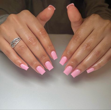 Basic Tapered Square Nails, Spring Nails On Black Women, Polygel Nails Pink, Soild Nails Acrylic, Square Nails Solid Color, Baby Pink Square Nails, Light Pink Square Nails, Milk Pink Nails, Short Acrylic Square Nails