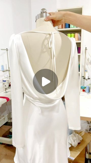 Miss Jophiel Couture on Instagram: "Making a cowl back satin mini dress with long sleeves 
Accept custom orders
#dress #gown #fashion #sewing #sewingproject #wedding #weddingdress #bridal #bridaldress #hautecouture #couturefashion #eveningdress #eveninggown #fashionblogger  #vestido  #fashiondesigner  #instafashion #instadaily" Cowl Neck Dress With Sleeves, Cowl Neck Wedding Dress, Cowl Neck Gown, Gown Fashion, Garment Construction, Dress With Long Sleeves, Satin Mini Dress, Dress Gown, Fashion Sewing