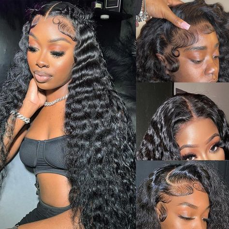 PRICES MAY VARY. Deep Wave Wig Material: 100% Unprocessed 10A Brazilian virgin human hair Deep wave frontal wig 13x6, full and thick, natural look, health and comfort, soft and bouncy, can be dyed, bleached, No Smell,No Shedding and No Tangle,straightened and restyled. HD Lace Front Wigs Size: 13x6 HD lace front wigs human hair,Transparent Swiss Lace, blends perfectly into your skin, soft and breathable, Deep wave wig human hair 200% density deep curly lace front wigs human hair looks more natur Deep Wave Lace Front Wigs, Curly Lace Frontal, Frontal Wig Hairstyles, Lace Front Wigs Human Hair, Curly Human Hair Wig, Curly Lace Front Wigs, Wig Human Hair, Wigs Human Hair, Front Lace Wigs Human Hair