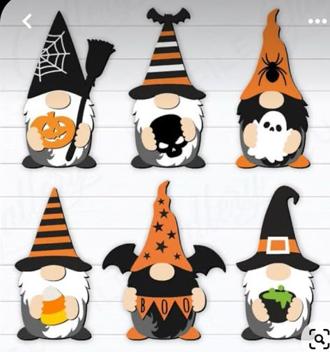 Stampin Up Gnome Halloween Cards, Halloween Gnomes Drawings, Gnome Seasonal Sign, Halloween Gnome Nail Designs, Gnome Halloween Decorations, Halloween Gnome Door Hanger, Gnome Halloween Painting, Halloween Gnomes Painting, Gnome Halloween Cards