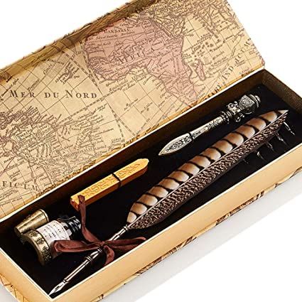 Writing Quill, Copper Pen, Feather Quill Pen, Calligraphy Pen Set, Best Fountain Pen, Bronze Anniversary, Steampunk Bracelet, Bracelet Organizer, Feather Quill