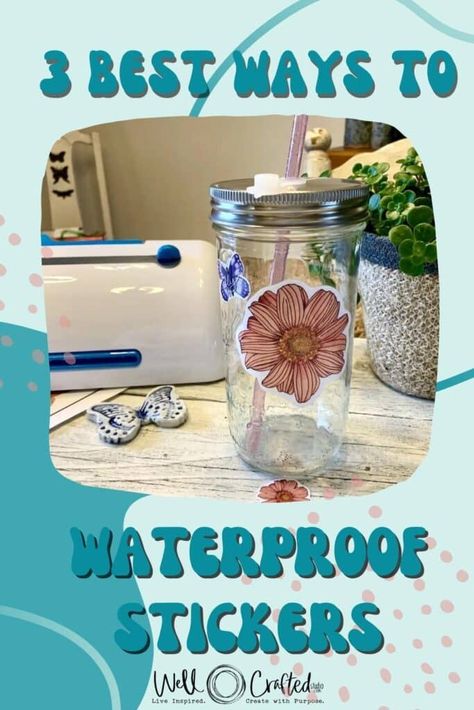 How To Keep Stickers On Water Bottle, Cricut Waterproof Stickers, Water Bottle Decal Ideas, How To Make Water Proof Stickers, Waterproof Stickers Diy, Waterproof Stickers For Water Bottles, Waterproof Stickers Cricut, How To Make Waterproof Stickers, How To Make Water Bottle Stickers