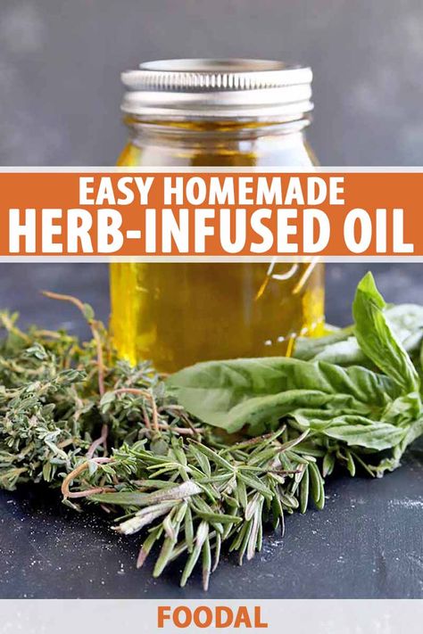 Want to take your favorite fresh herbs and create something with truly spectacular flavor? Make easy herb-infused olive oil at home to use in salad dressings, pasta dishes, and so much more. It takes less time than you think, and you'll have so much fun trying different combinations. #freshherbs #flavoredoil #foodal Infused Oil Recipes, Herb Infused Olive Oil, Cooking With Fresh Herbs, Flavored Olive Oil, Olive Oil Recipes, Infused Oil, Herb Recipes, Infused Olive Oil, Cooking Oils