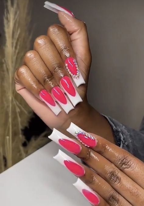 White And Pink French Tip, Pink Nails With White French, White And Pink French Tip Nails, Nails With White French Tip, Pink And White French Tip, Nails With White French, Pink And White French, Pink French Tip Nails, Freestyle Nails