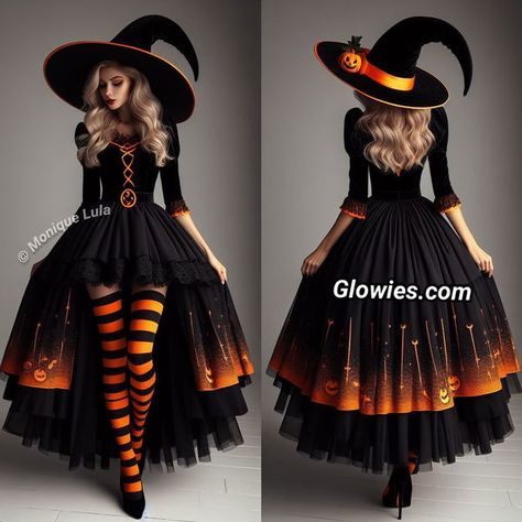 Halloween Party Dress For Women, Nice Witch Costume, Orange And Black Witch Costume, Halloween Diy Witch Costume, Cute Witches Costume, Diy Black Halloween Costumes, Scary Witch Costume Ideas, Womens Witch Costume Ideas, Cute Halloween Dresses