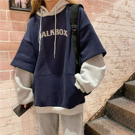 Juku Girls Color Block Lettering Oversized Hoodie | YesStyle Skateboard Outfits, Skater Outfits, Kawaii Shirts, Loose Pullover, Hoodie Outfit, Streetwear Women, Style Outfits, Fashion Inspo Outfits, Trendy Outfits