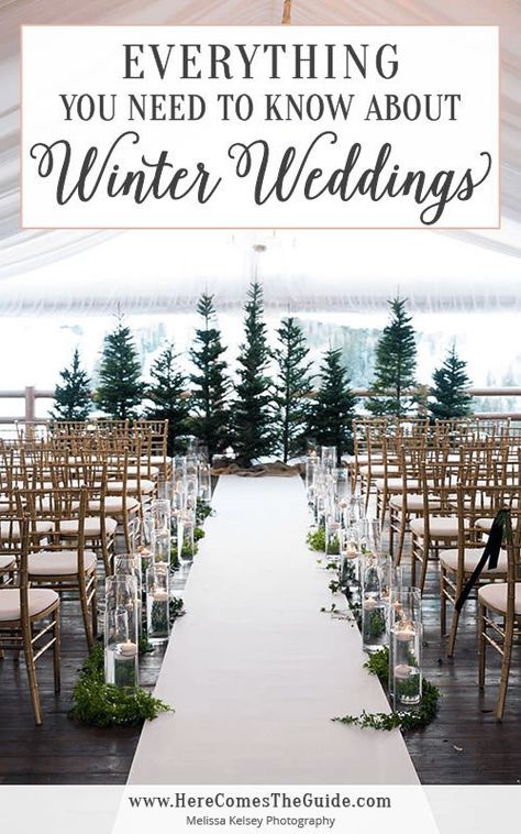 Simple Winter Wonderland Wedding, Center Piece For Winter Wedding, Weddings In December Ideas, Outdoor January Wedding, Outdoor Winter Wedding Ceremony Decor, Simple Winter Wedding Ideas, Outside Winter Wedding Ideas, Winter Wedding Not Christmas, Flowers Available In December