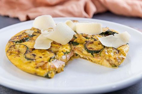 Mozzarella and Zucchini Frittata — Everyday Gourmet Gina Livy, Justine Schofield, Savoury Slice, Zucchini Frittata, Zucchini Cheese, Cheese Slice, Easy Cakes, Healthy Low Calorie Meals, Tray Bake