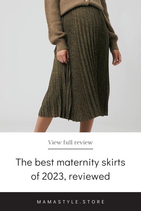 Credit: Ripe Maternity Maternity Pleated Skirt Outfit, Maxi Skirt Pregnancy Outfit, Maternity Skirt Pattern, Maternity Skirt Outfits, Maternity Denim Skirt, Maternity Skirts, Silk Slip Skirt, Tan Skirt, Bias Cut Skirt