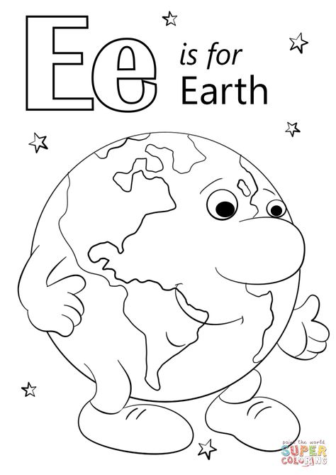 Letter Ee Worksheets Free Printable, E Is For Craft, Letter E Crafts For Toddlers, Letter E Crafts For Preschoolers, Letter E Crafts, E Is For Earth, Earth Coloring Page, Letter E Activities, Elmo Coloring Pages