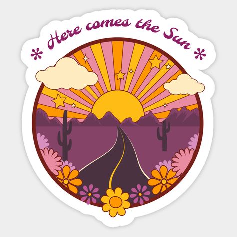 Hippie Logo, Pola Sulam, Cactus Art, Here Comes The Sun, Here Comes, Funny Stickers, Custom Stickers, Favorite Tv Shows, The Road