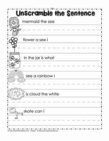 Scrambled Sentences Worksheet, Unscramble Sentences, Writing Sentences Worksheets, Scrambled Sentences, Jumbled Words, Sentence Construction, Sentence Scramble, Alphabet Worksheets Kindergarten, Sentence Building