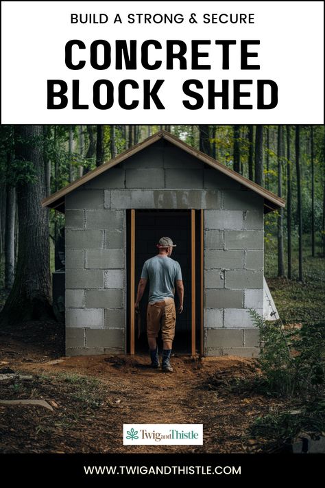 Concrete Block, Block Shed, Shed Block Shed Ideas, How To Build A Shed, Cinder Block Shed, Cinder Block Building, Shed Foundation Ideas, Concrete Shed, Shed Foundation, Building A Shed Base, Brick Shed