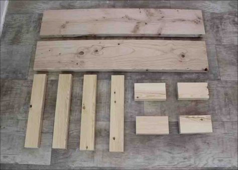 The wood cut for the DIY $15 bench Homemade Bench, Diy Wood Bench, Making A Bench, Diy Bench Outdoor, Indoor Ideas, Bench Diy, Easy Wood, Diy Bench, Indoor Bench