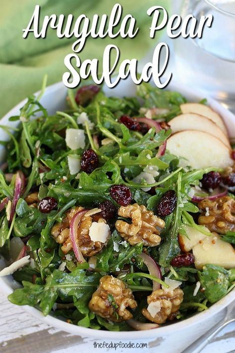 Salad Trio Ideas, Super Healthy Dinner Recipes, Easy Lunch For Guests Entertaining, Best Restaurant Salads, Work Salads, Arugula Pear Salad, Antiinflammatory Meals, Leafy Salads, Portion Meals