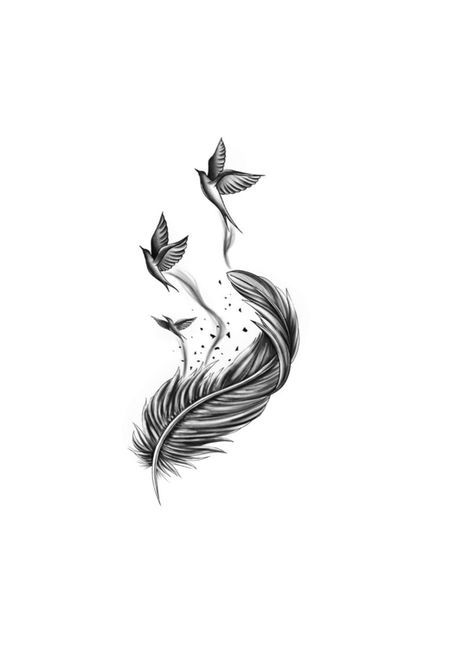 Black Peacock Feather Tattoo, Feather And Birds Tattoo Ideas, Feather Birds Tattoo Design, Feather Behind Ear Tattoo, Meaning Of Feather Tattoo, Feather Bird Tattoo, Clavicle Tattoos, Tattoo Plume, Photo To Stencil