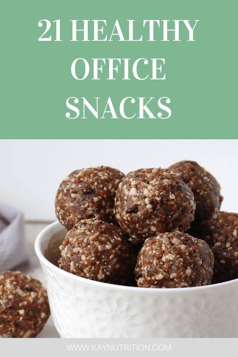 High in protein and full of fibre, these healthy office snacks are sure to keep you satisfied and energized for a workday at the office. Healthy Snacks For Office, Office Snack Ideas, Healthy Office Lunch, Healthy Office Snacks, Kay Nutrition, Healthy Office, Office Snacks, Banana Blueberry Muffins, Veggie Chips