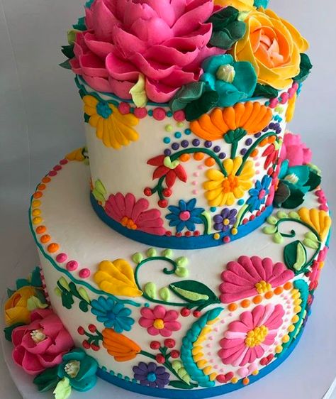 White Flower Cake, White Flower Cake Shoppe, Mexican Cake, Mexican Birthday Parties, Fiesta Cake, Pastel Cupcakes, Fiesta Birthday Party, Mexican Birthday, Fiesta Theme Party