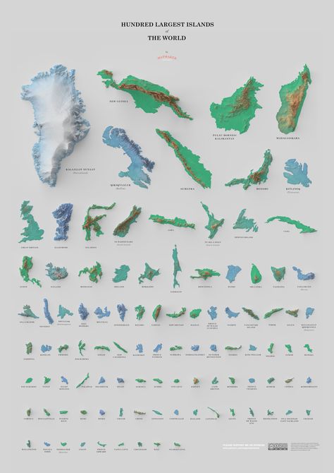 It’s Not Easy to Map the 100 Largest Islands in the World - Atlas Obscura Amazing Maps, Empire Romain, Rpg Map, Ayat Alkitab, Illustrated Map, Big Island, Peta, Geology, Geography