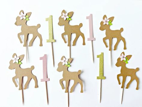 Little Deer First Birthday Party Decorations Fawn Cupcake - Etsy Bulgaria One Deer Ful Birthday Party Girl, Woodland 1st Birthday Girl, Woodland First Birthday Girl, One Deer Ful Birthday Girl, Deer Themed Birthday Party, Deer First Birthday, Deer Birthday Party, Girl Birthday Cupcakes, Deer Party