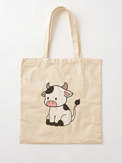 "Cute Baby Cow Cattle" Tote Bag for Sale by GrassFedVegan | Redbubble Painting Tote Bags Ideas, Eco Bag Design Ideas, Jute Bag Painting Ideas, Tote Bag Ideas Design, Tote Bags Design Ideas, Tote Painting Ideas, Painting Tote Bag Ideas, Painted Tote Bag Ideas, Tote Bags Painting