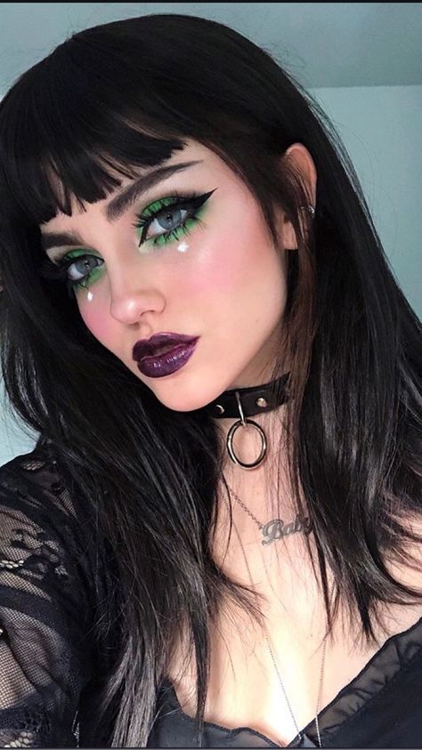 Makeup Verde, Goth Makeup Tutorial, E Girl Makeup, Egirl Makeup, Punk Makeup, Witch Makeup, Alternative Makeup, Emo Makeup, Dope Makeup