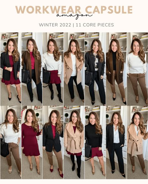 Womens Business Professional Winter, Professional Outfits Women Capsule, Winter Workwear Capsule Wardrobe, 2023 Winter Work Outfits, Winter Business Professional Outfits For Women, Mom Business Casual Outfits, Professional Office Nails Classy, Mid 40s Fashion Over 40, Business Attire Women Winter