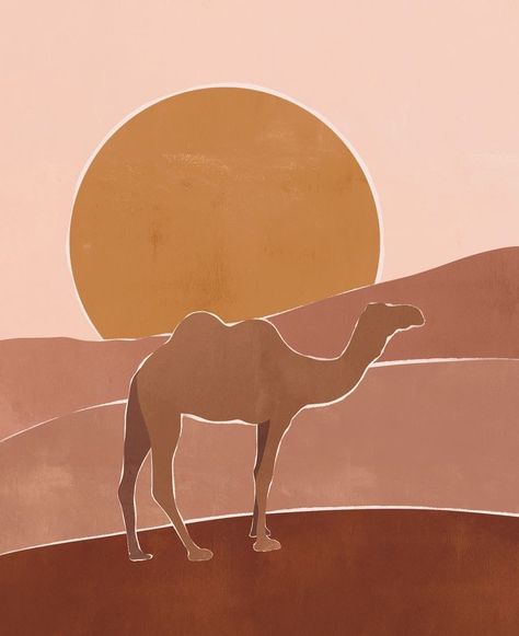 Kazakh Art, Camel Illustration, Camel Painting, Camels Illustration, Desert Drawing, Camel Art, Camels Art, Abstract Animal Art, Islamic Art Pattern