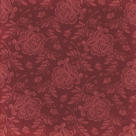 French Mill by Andover Fabrics is a fabric collection full of romantic, vintage designs. This fabric is decorated with lacy tonal floral prints set against a dark red background. Width: 43"/44" Material: 100% Cotton Swatch Size: 8" x 8" Red Floral Aesthetic, Red Vintage Background, Vintage Red Aesthetic, Red Pattern Fabric, Romanticizing Autumn, Red Vintage Aesthetic, Fabric Texture Pattern, Red Core, Nice Tattoos