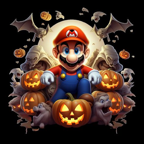 Realistic Mario, Super Mario Halloween, Mario Kart Costumes, Mario Halloween, Magical Key, Halloween Digital Art, Brothers Art, Invitation Clipart, Halloween Adventure