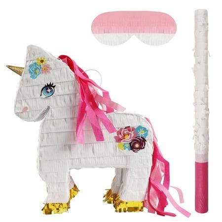 Elevate your party with our Unicorn Pinata! Measuring 16.14" x 12.6" x 3.5", it's perfect for birthdays, unicorn-themed parties, and more. Made from premium materials, it's durable for hours of fun. Fill it with up to 5lbs of treats, hang it easily, and get the blindfold and bat included. Make unforgettable memories at your kids' party with this Unicorn Pinata! Color: Pink. Pinata Unicorn, Game Decorations, Unicorn Pinata, Birthday Pinata, Birthday Party Game, Table Centerpiece Decorations, Pinata Party, Unicorn Party Supplies, Unicorn Birthday Party