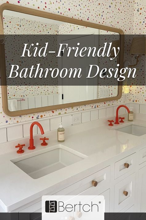 Get inspired with innovative guest and kids bathroom ideas for a safe, functional, and engaging space! From faucets to storage solutions, explore tips to design a child-friendly sanctuary. Create a space that's both playful and practical. Children’s Bathroom Remodel, Kids Bathroom Inspiration, Guest And Kids Bathroom, Kids Neutral Bathroom, Kids Jack And Jill Bathroom Ideas, Teenager Bathroom Ideas, Kids/guest Bathroom, Boy And Girl Shared Bathroom, Toddler Bathroom Ideas