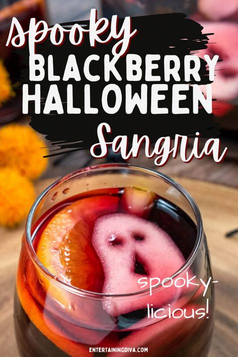 Looking for some extra spooky Halloween drink for your Halloween party this year? Make this spooky-licious blackberry sangria that has a ghostly garnish and is made with red wine, fruits and blackberry brandy! Red Wine Recipes, Halloween Sangria, Blackberry Brandy, Halloween Party Menu, Food Healing, Best Sangria Recipe, Blackberry Sangria, Halloween Brew, Halloween Recipes Drinks