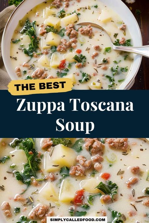 Zuppa Toscana Soup Recipe Authentic Zuppa Toscana Soup, Zuppa Tuscano Soup Recipe, Best Zuppa Toscana Soup, Zuppa Toscana Soup Instant Pot, Sopa Toscana, Best Homemade Soup, Soup In A Crock Pot, Kale And Potatoes, Zuppa Toscana Soup Recipe