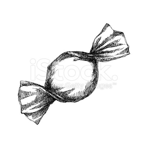 Piece Of Candy Tattoo, Wrapped Candy Drawing, Small Candy Tattoo, Candy Drawing Ideas, Household Objects Drawing, Candy Tattoo Ideas Small, Candy Wrapper Drawing, Small Objects To Draw, How To Draw Candy