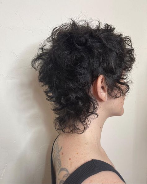 Cute Curly Haircuts Short, Short Perm Women, Mullet Hairstyle Women Over 50, Alt Haircuts Curly, Short Curly Masc Haircuts, 2c Hair Short, Short Curly Fluffy Hair, Curly Hair With Shaved Side, Mod Haircut Curly