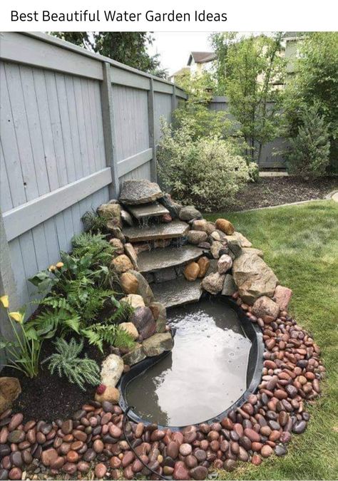 Small Garden Waterfalls, Small Backyard Ponds, Diy Ponds Backyard, Kolam Air, Fish Pond Gardens, Taman Air, Garden Pond Design, Diy Pond, Small Pond