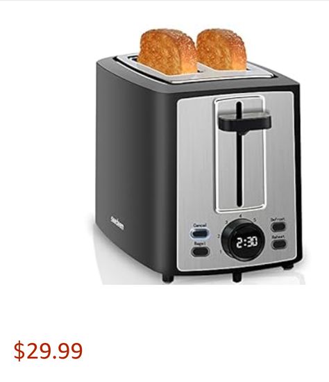 SEEDEEM Toaster 2 Slice, Bread Toaster with LCD Display, 7 Shade Settings, 1.４'' Variable Extra Wide Slots Toaster with Cancel, Bagel, Defrost, Reheat Functions, Removable Crumb Tray, 900W, Carbon Black: Home & Kitchen Bread Toaster, Stainless Steel Toaster, Piece Of Bread, Delicious Bread, Camp Kitchen, English Muffin, Professional Kitchen, White Bread, Small Kitchen Appliances