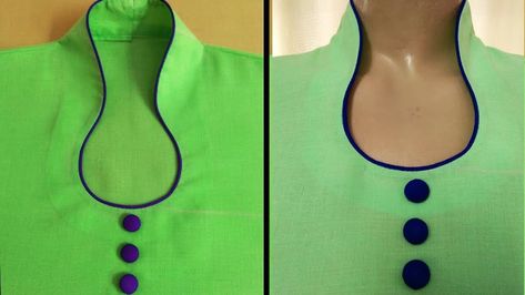 Neck Design For Blouse, Collar Kurti Design, Collar Kurti, Chudi Neck Designs, Chudidhar Neck Designs, Salwar Neck Designs, Churidar Neck Designs, Churidar Designs, Neck Designs For Suits