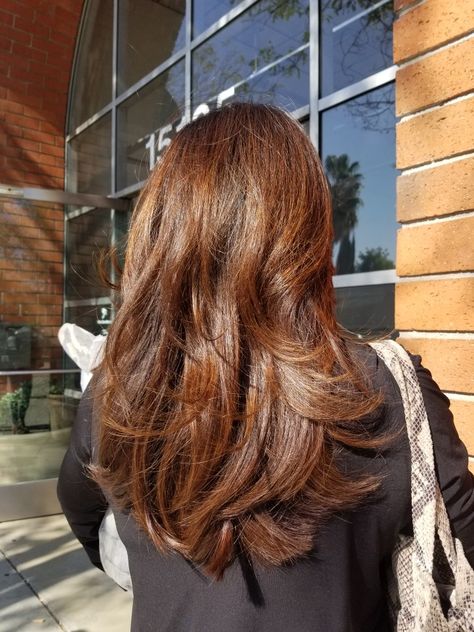 Autumn Red Hair Color, True Autumn Hair, Brunette Ginger Hair, Ginger Balayage On Brown Hair, Dark Copper Balayage, Copper Hair Brunette, Dark Copper Balayage Brunette, Copper Highlights On Brown Hair, Chocolate Copper Hair