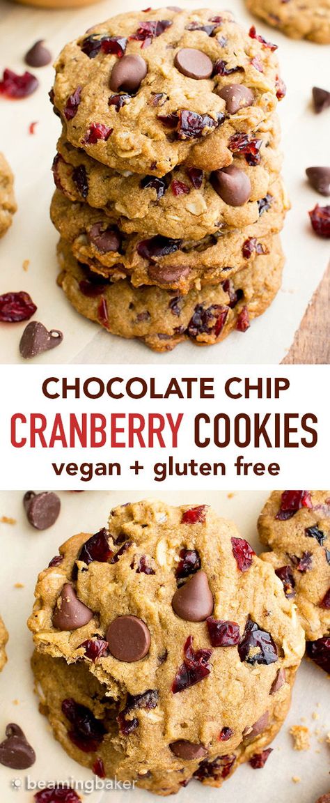 Cranberry Chocolate Chip Cookies, Easy Vegan Cookies, Cranberry Chocolate, Workout Smoothie Recipes, Gluten Free Christmas Cookies, Vegan Christmas Cookies, Vegan Cookies Recipes, Gluten Free Christmas, Crunches Workout