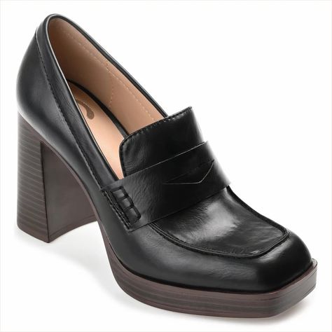 Ezzey Wide Width Shoes 😍 😍 Womens Heeled Loafers, Block Heel Loafers, Black Pumps Heels, Wide Width Shoes, Loafers Style, Block Heel Shoes, Journee Collection, Heeled Loafers, Vintage Vibes