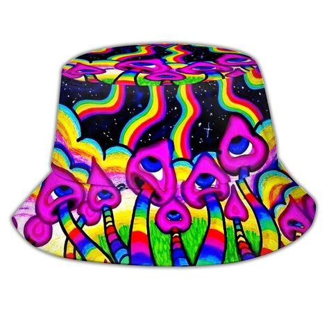 Mushroom Bucket Hat, Bucket Hats For Women, Trippy Mushroom, Rave Festival Outfits, Festival Outfits Rave, Hip Hop Party, Rave Accessories, Outfits Rave, We Are Festival