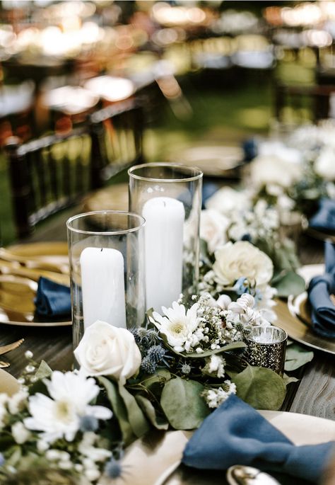 Navy And Eucalyptus Wedding, Table Garland Wedding, Eucalyptus Garland Wedding, Navy Blue Napkins, Faux Garland, Garland Wedding Decor, Blue Napkins, Eucalyptus Garland, Eucalyptus Wedding