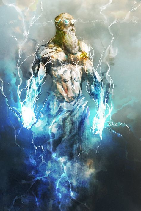 Zeus, Thunder God by cobaltplasma on DeviantArt Zeus God Of Thunder, God Of Lightning, Zeus God, Gato Anime, Greek Mythology Art, Arte Obscura, Mythology Art, God Art, Arte Fantasy