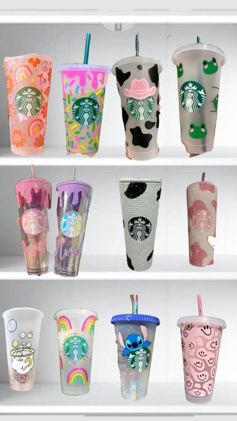 Preppy Starbucks Cups, Preppy Cups, Preppy Starbucks, Starbucks Cup Design, Preppy Gifts, Preppy Stuff, Cute Water Bottles, Baby Skirt, Starbucks Cup