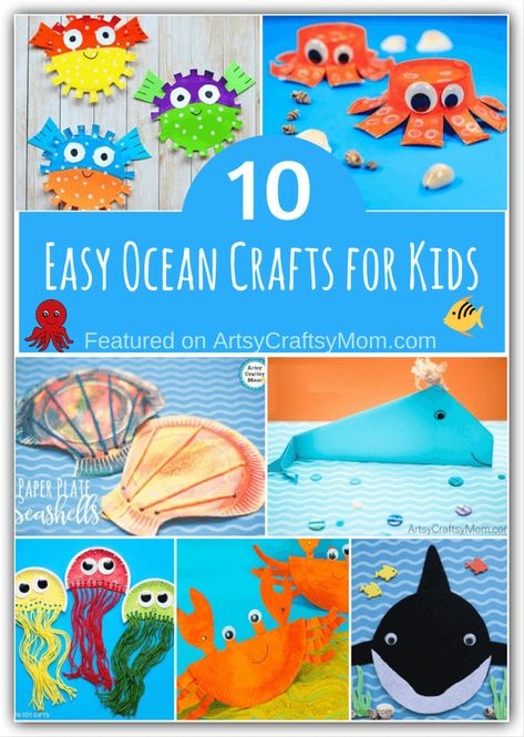 This World Oceans Day, let's learn about the creatures that live there with some cute ocean crafts for kids! Packed with fun little facts on different ocean creatures! Ocean Crafts For Kids, Sea Animal Crafts, World Ocean Day, Ocean Theme Preschool, World Oceans Day, Ocean Activities, Ocean Kids, Ocean Day, Sea Crafts