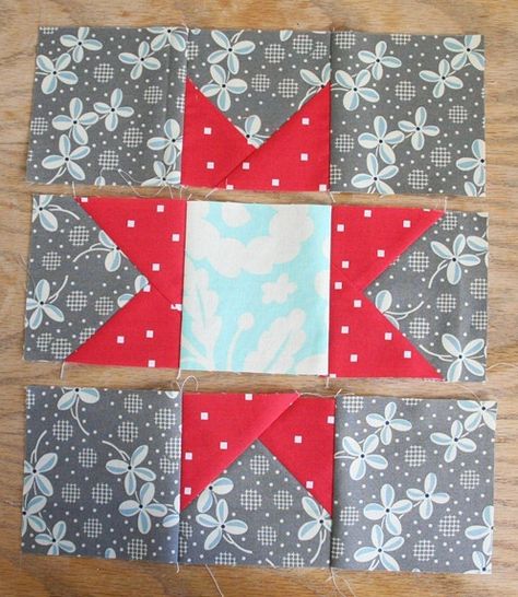 Floating Star block tutorial (from Cluck Cluck Sew) Star Fling Quilt Pattern, Star Quilt Blocks Pattern Free, Quilts With Stars, Quilt Star Blocks, Stars Quilt Pattern, Quilt Blocks Easy, Cluck Cluck Sew, Stars Quilt, Charm Packs